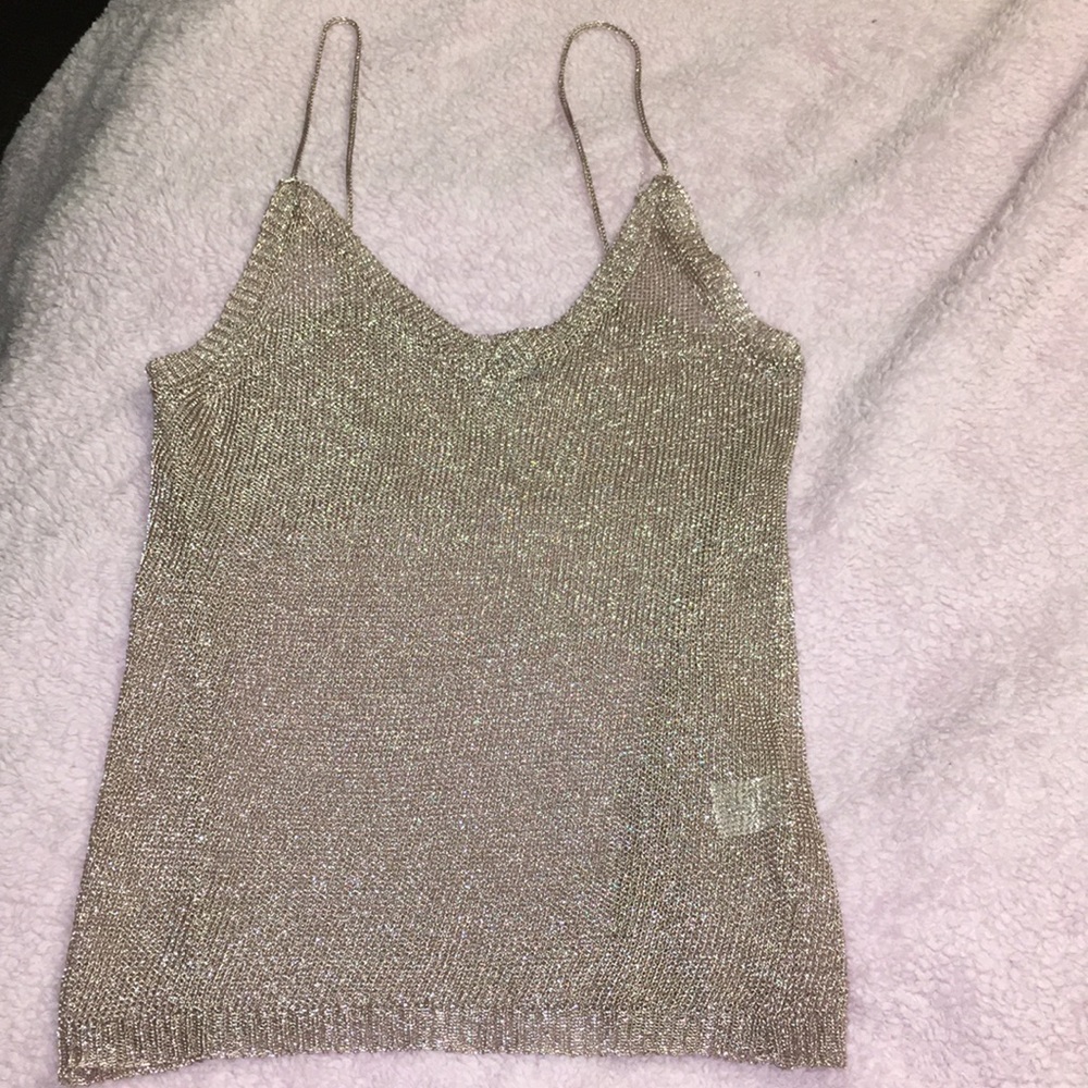 Rose gold/silvery shimmery spaghetti strap top
